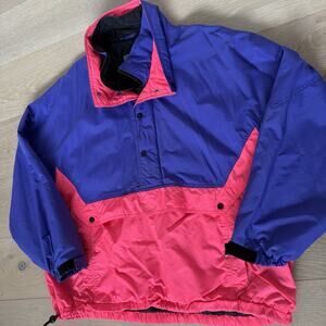 Vtg Pierson 80s Neon Purple Pink Ski Jacket Retro Pullover Windbreaker Coat Sz L